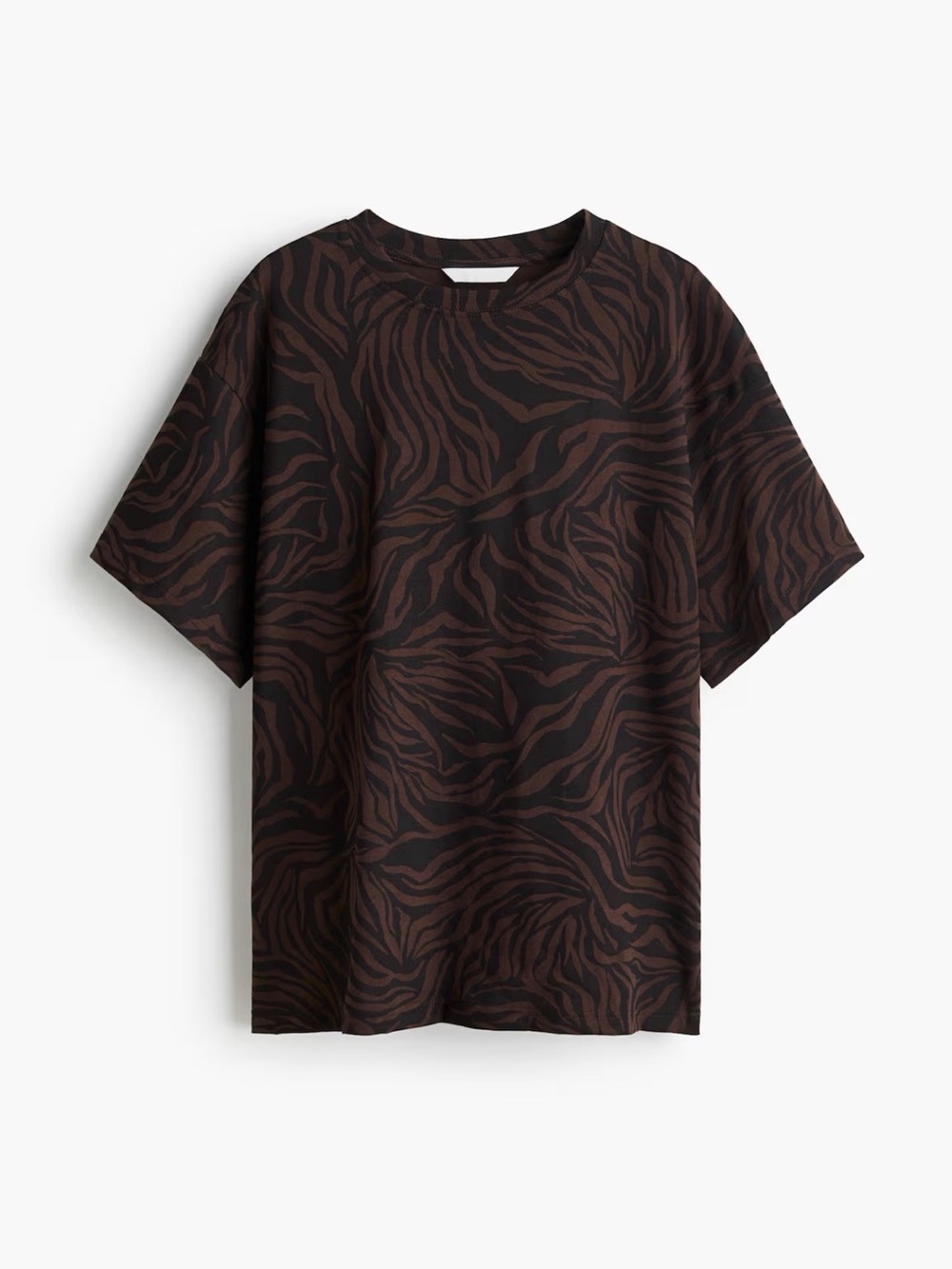 H&M Brown and Black Zebra-Print Short Sleeve Tee